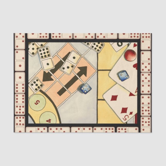 Jumbled Assortment of Games of Chance Tissue Paper (Front)