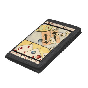 Jumbled Assortment of Games of Chance Trifold Wallet