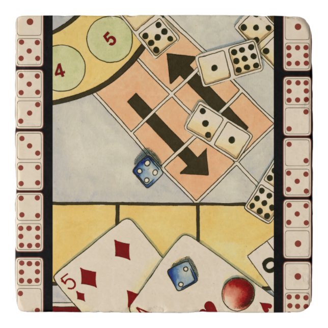 Jumbled Assortment of Games of Chance Trivet (Front)