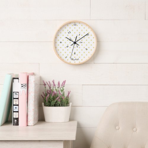 Jumbled Hours Polka Dots Name Home Office Decor Clock