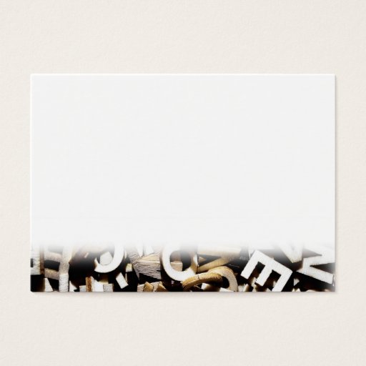 Customizable Jumbled letters made of wood close up business card