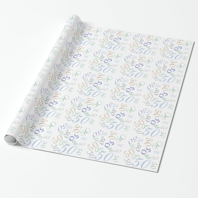 Jumbled Numbers CHANGE AGE Birthday Typography Wrapping Paper (Unrolled)