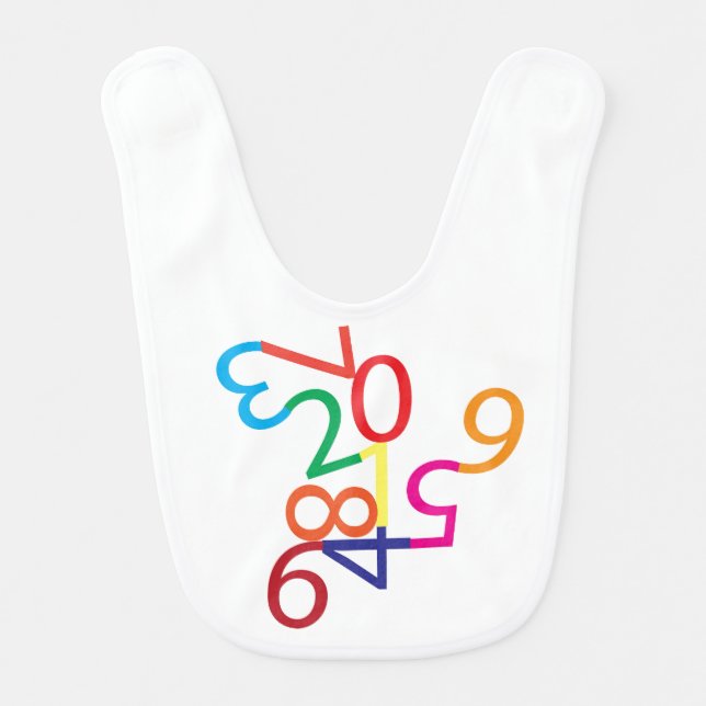 Jumbled Text (Numbers) Baby Bib (Front)