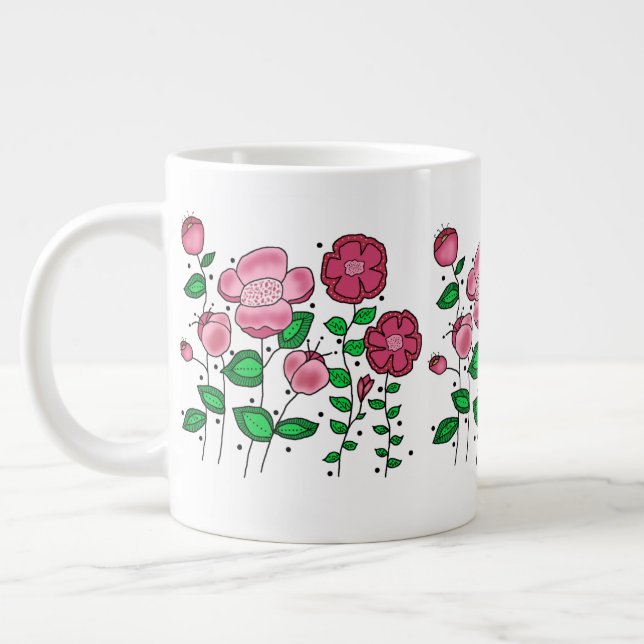 Jumbo 20 oz. Mug with pink flowers (Left)