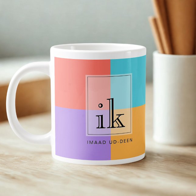 Jumbo 20oz Color Block Monogram Mug with Car Line  (Creator Uploaded)