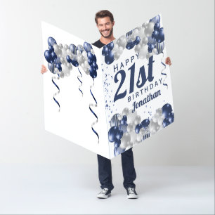 Jumbo 21st birthday Navy Balloons Card