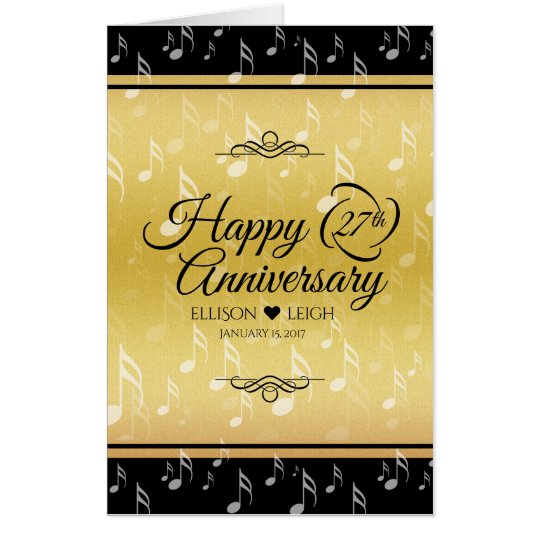 Jumbo 27th Music Wedding Anniversary Card