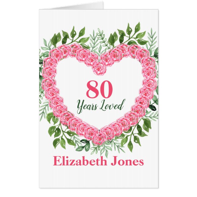 Jumbo 80 Years Loved 90th Birthday Greeting Card (Front)