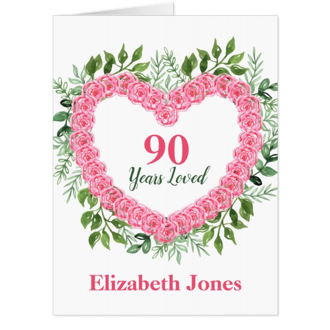 Jumbo 90 Years Loved 90th Birthday Greeting Card (Front)