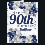 Jumbo 90th Birthday Navy Balloons Oversized Card<br><div class="desc">A gorgeous navy and silver balloon jumbo happy 90th (or any age) birthday card. This fabulous design is the perfect way to wish someone a happy ninetieth birthday (or change the age!) Personalize with our own custom name and message. Blue colored typography and gorgeous navy blue and silver balloons.</div>