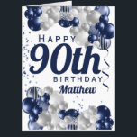 Jumbo 90th Birthday Navy Balloons Oversized Card<br><div class="desc">A gorgeous navy and silver balloon jumbo happy 90th (or any age) birthday card. This fabulous design is the perfect way to wish someone a happy ninetieth birthday (or change the age!) Personalize with our own custom name and message. Blue colored typography and gorgeous navy blue and silver balloons.</div>
