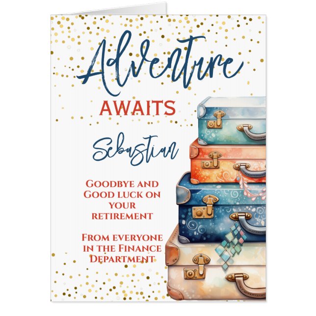 Jumbo Adventure Awaits Leaving Retirement Card (Front)