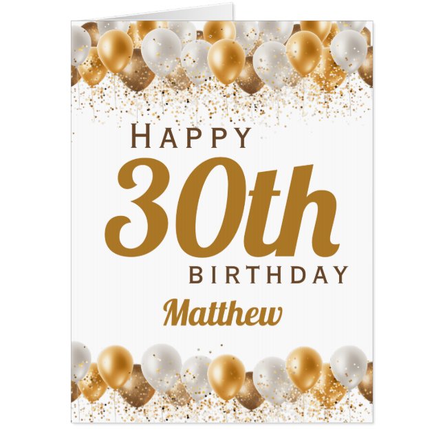 Jumbo Any Age Birthday Gold Balloons Oversized Card (Front)