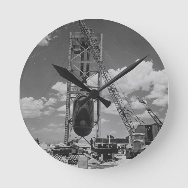 Jumbo Atomic Bomb Positioned for Trinity Test Round Clock (Front)