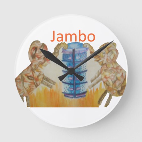 Jumbo Baby Kids Jambo  African Elephant  Design Round Clock