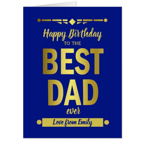 Jumbo Best Dad Typography Gold  Card