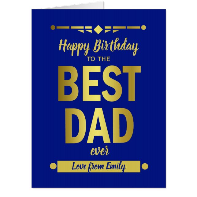 Jumbo Best Dad Typography Gold  Card (Front)