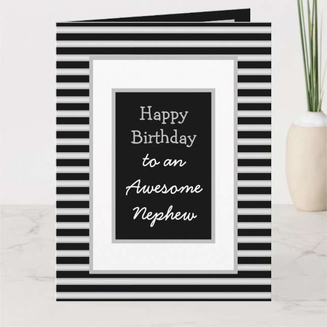 Jumbo Black Personalized Happy Birthday Nephew   Card (Front)