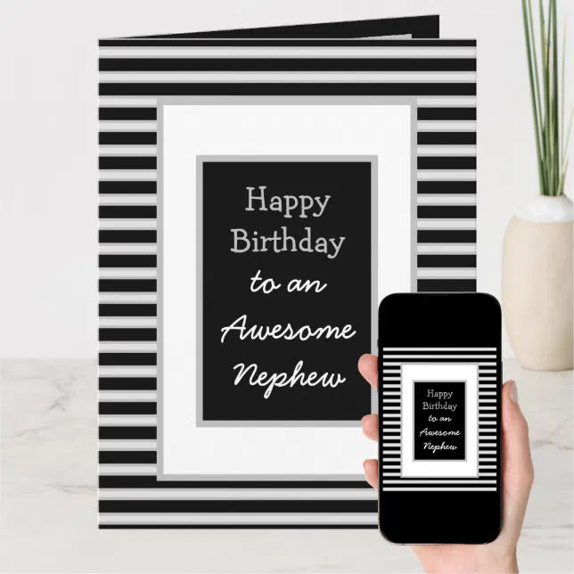 Jumbo Black Personalized Happy Birthday Nephew Card | Zazzle