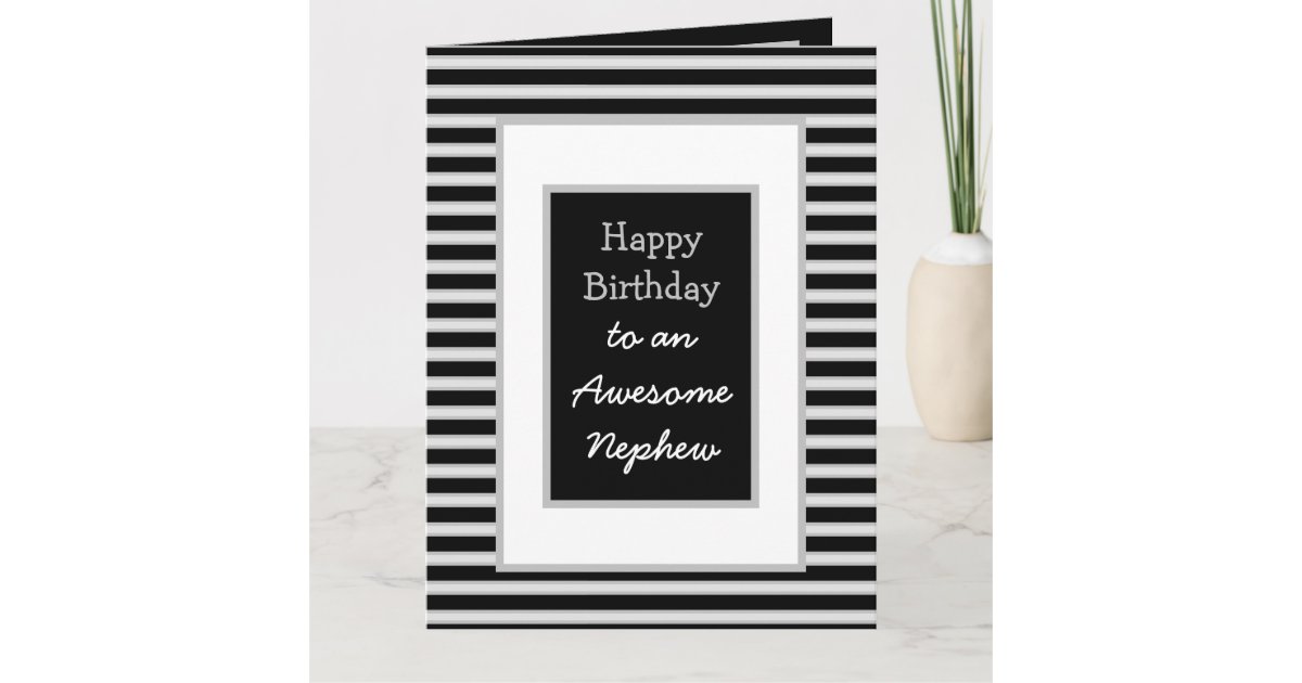 Jumbo Black Personalized Happy Birthday Nephew Card | Zazzle