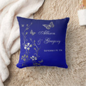 Jumbo Blue Gray Butterfly Floral Keepsake Pillow (Blanket)