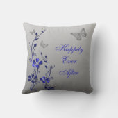 Jumbo Blue Gray Butterfly Floral Keepsake Pillow (Back)