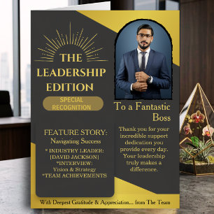 Jumbo Boss Work Anniversary Card Magazine Cover