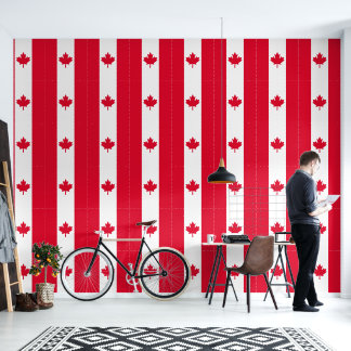 Jumbo Canada Flag Red Maple Leaf Stripe Pattern Wallpaper