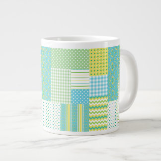 Jumbo Coffee Mug: Daffodil Faux-Patchwork Large Coffee Mug