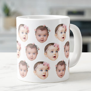 Jumbo Custom Baby Kids Family Face 2 Photos Giant Coffee Mug