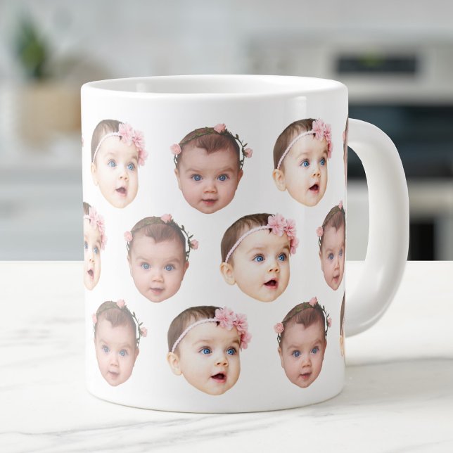 Jumbo Custom Baby Kids Family Face 2 Photos Giant Coffee Mug (Creator Uploaded)