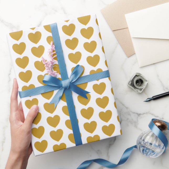 Jumbo Faux Gold Heart Pattern Valentine's Gift  Wrapping Paper (Gifting)