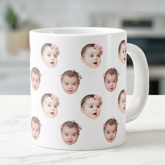 Jumbo Funny Baby Kids Family Face 2 Photos Giant Coffee Mug (Creator Uploaded)