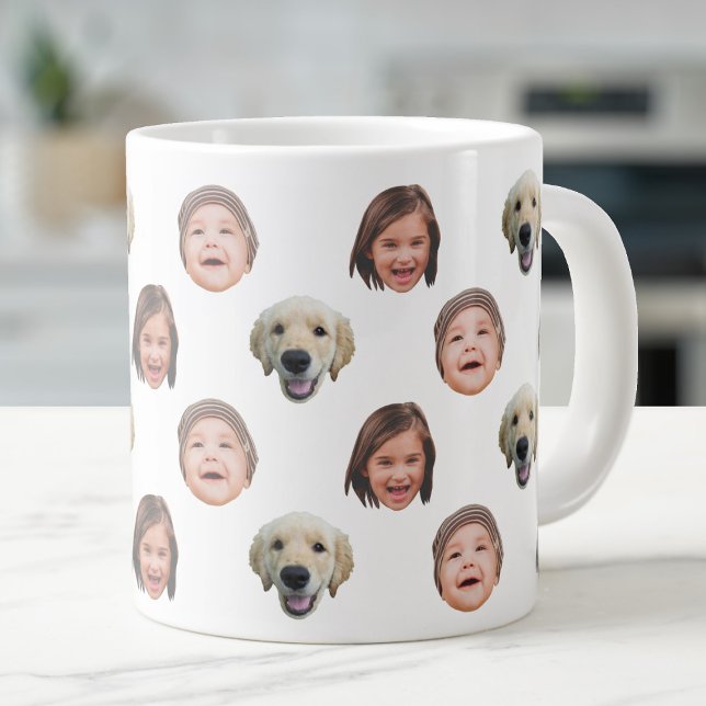 Jumbo Funny Baby Kids Family Face 3 Photos Giant Coffee Mug (Creator Uploaded)
