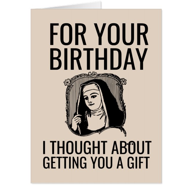 JUMBO FUNNY NUN CATHOLIC BIRTHDAY GREETING CARD (Front)