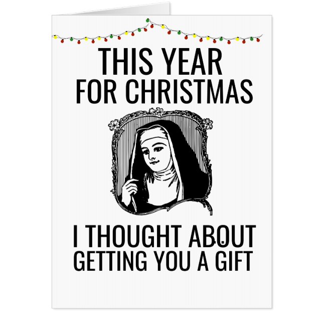 JUMBO FUNNY NUN CHRISTMAS GREETING CARD (Front)