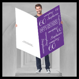 JUMBO GIANT Big Purple Birthday Any Age, Name Card