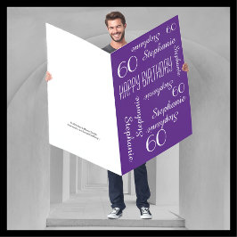 JUMBO GIANT Big Purple Birthday Any Age, Name Card