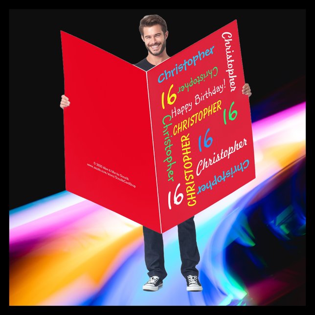 JUMBO GIANT Huge Big Red Any Age, Name, Birthday Card (Creator Uploaded)