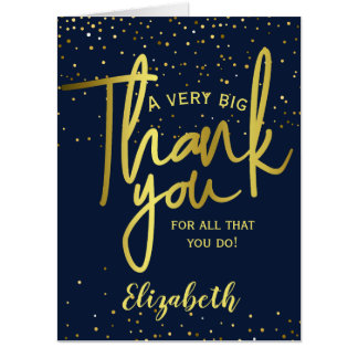 Jumbo Glamorous Very Big Thank You Navy Gold Card