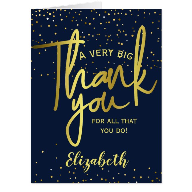 Jumbo Glamorous Very Big Thank You Navy Gold Card (Front)