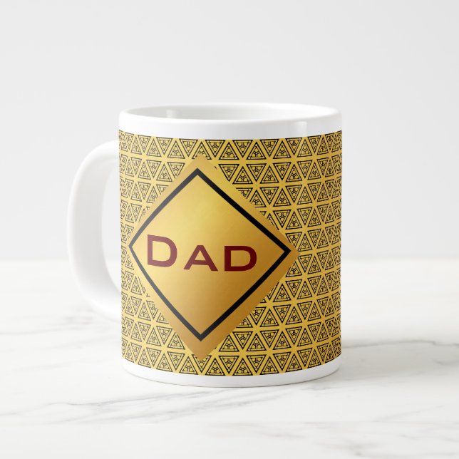 Jumbo gold pattern monogram giant coffee mug (Front Left)