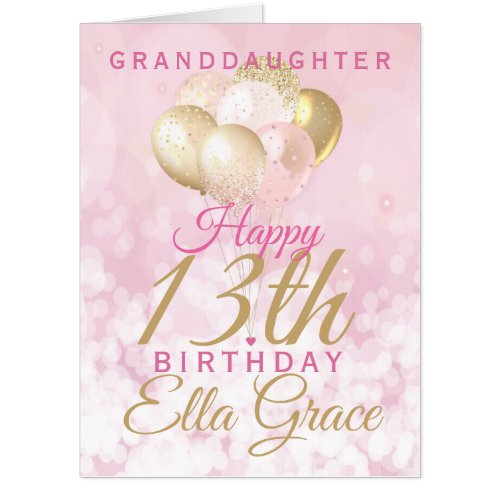 Jumbo Granddaughter 13th Birthday Balloon Card