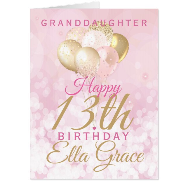 Jumbo Granddaughter 13th Birthday Balloon Card (Front)