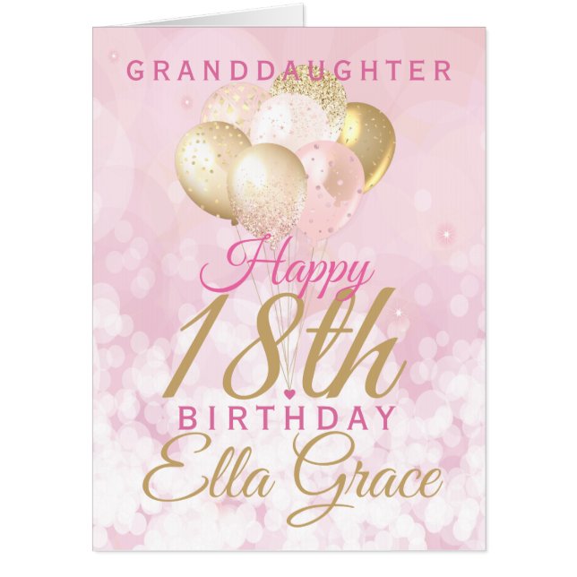 Jumbo Granddaughter 18th Birthday Balloon Card (Front)