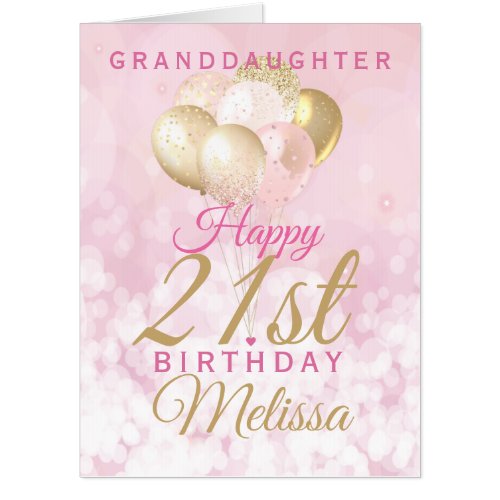 Jumbo Granddaughter 21st Birthday Balloon Card