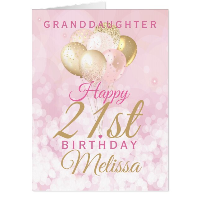 Jumbo Granddaughter 21st Birthday Balloon Card (Front)