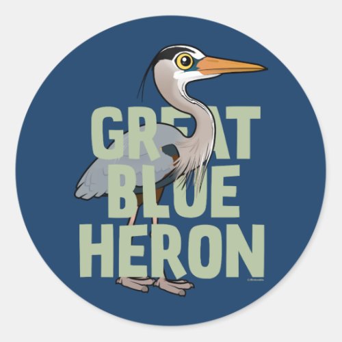 Jumbo Great Blue Heron Classic Round Sticker