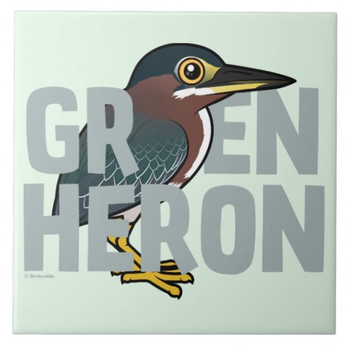 Jumbo Green Heron Ceramic Tile
