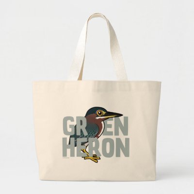 Jumbo Green Heron Large Tote Bag